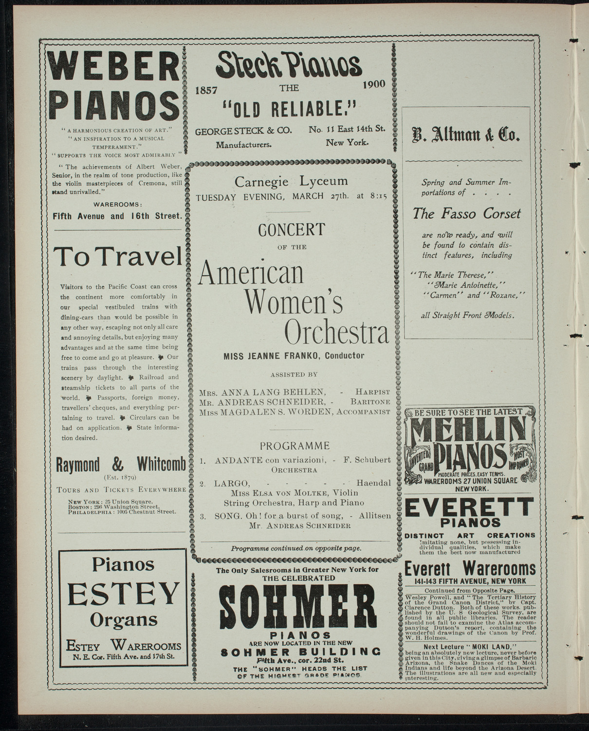 American Women's Orchestra, March 27, 1900, program page 2