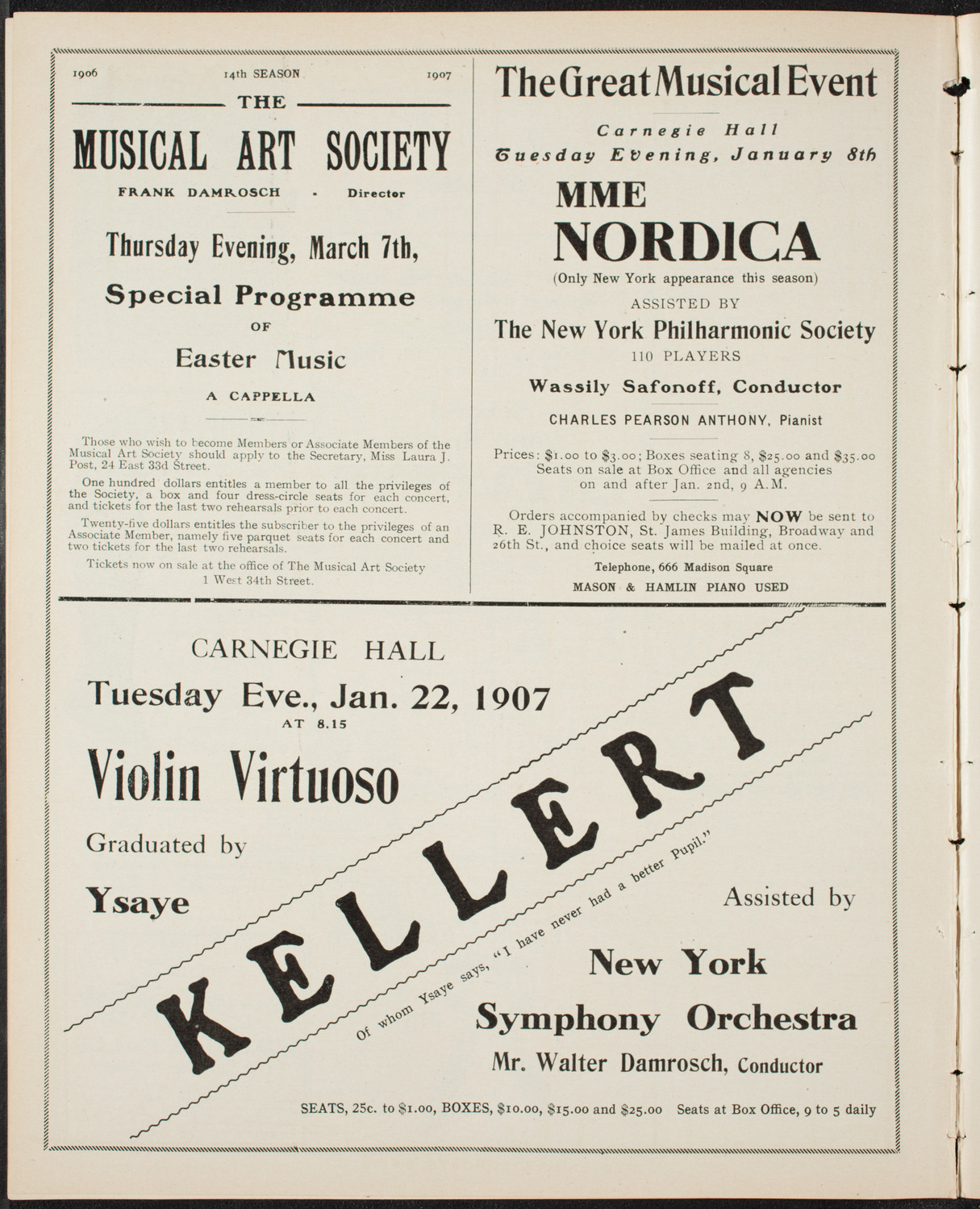Mieczyslaw Horszowski, Piano, January 6, 1907, program page 10