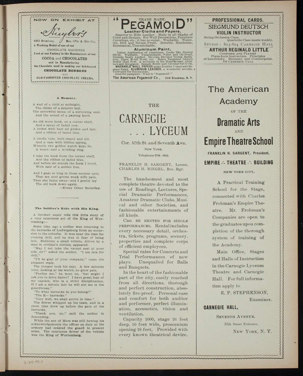 Students of Mme. Cornelie Meysenheym, February 24, 1899, program page 7