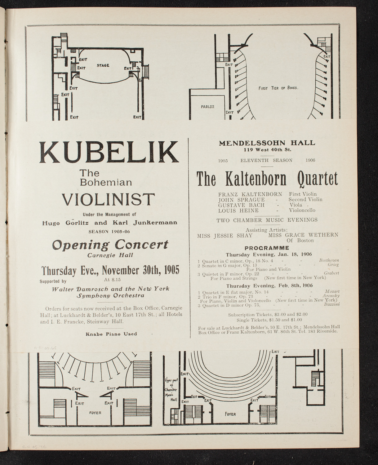 New York Philharmonic, November 11, 1905, program page 11