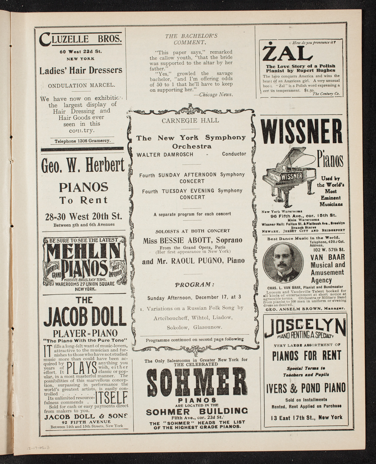 New York Symphony Orchestra, December 17, 1905, program page 5