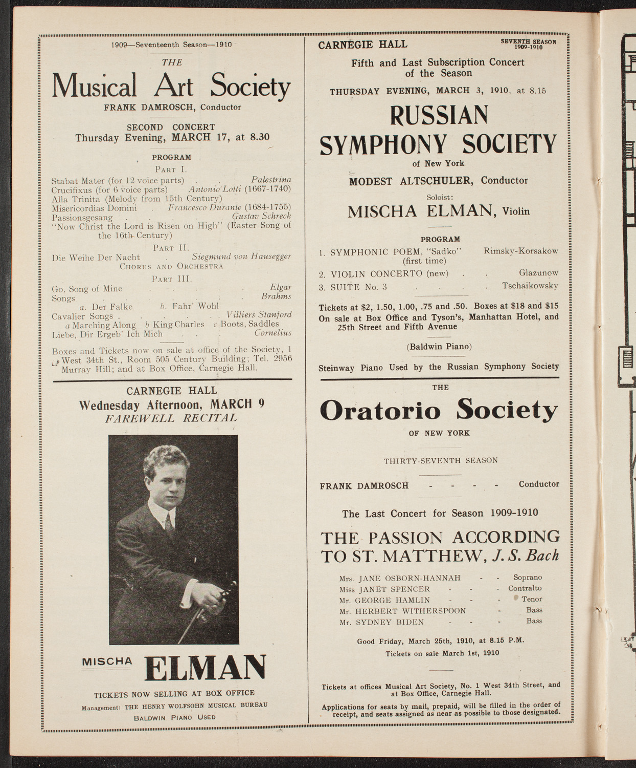 New York Philharmonic, March 2, 1910, program page 10