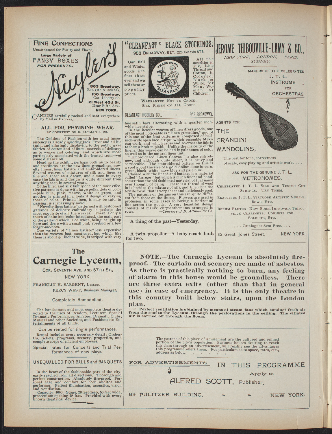 American Academy of Dramatic Arts: Private performance by members of the Junior Class, April 17, 1897, program page 4