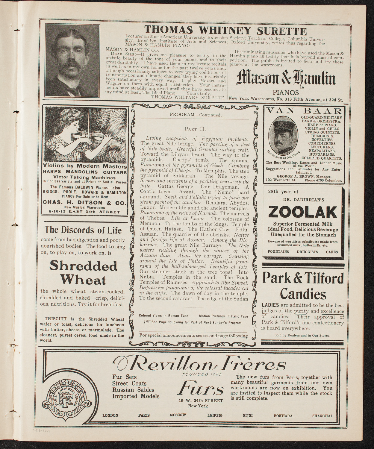 Burton Holmes Travelogue: Egypt, January 23, 1910, program page 7