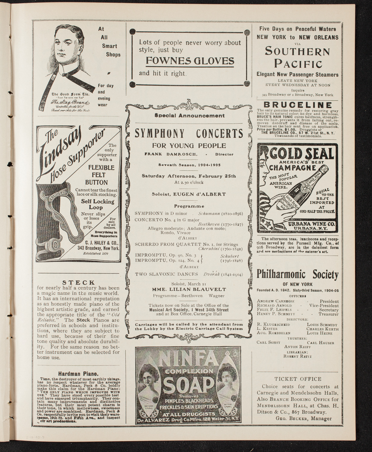 New York Philharmonic, February 10, 1905, program page 9