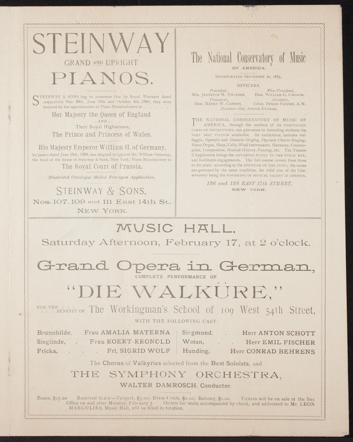 Madame Lineff's Russian Choir, February 2, 1894, program page 5