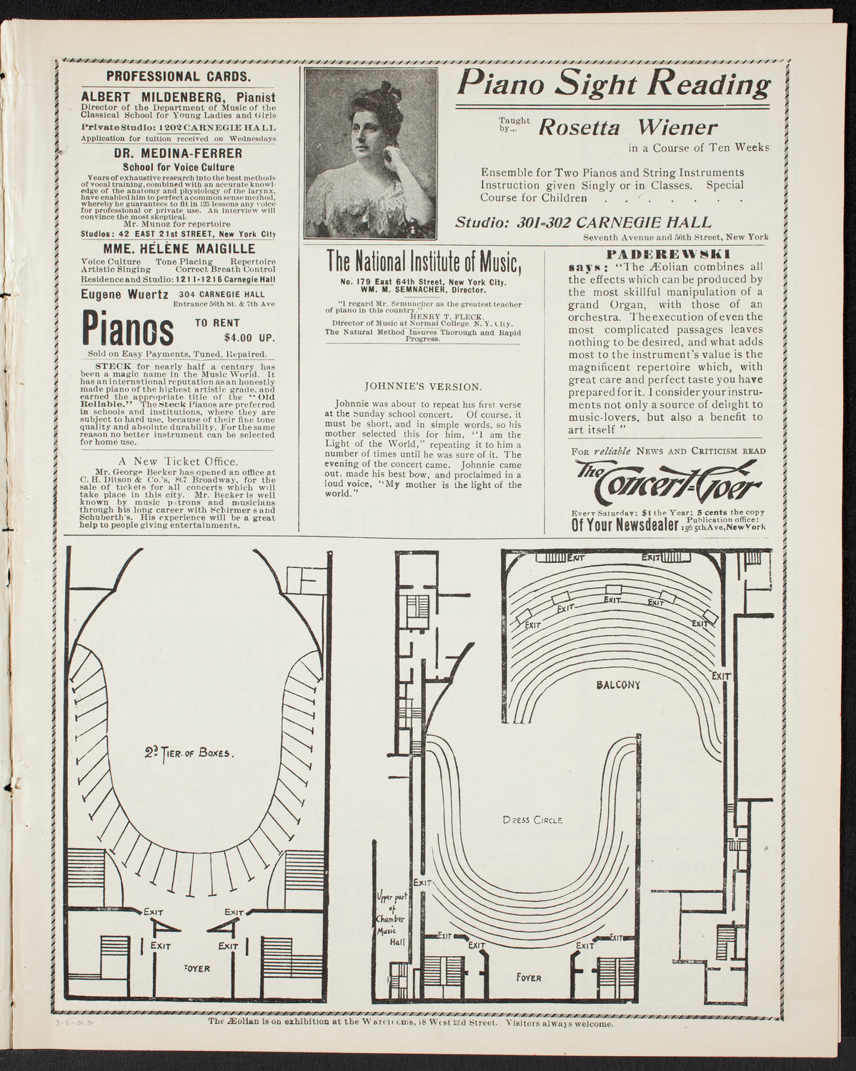 Josef Hofmann, Piano, March 5, 1901, program page 3