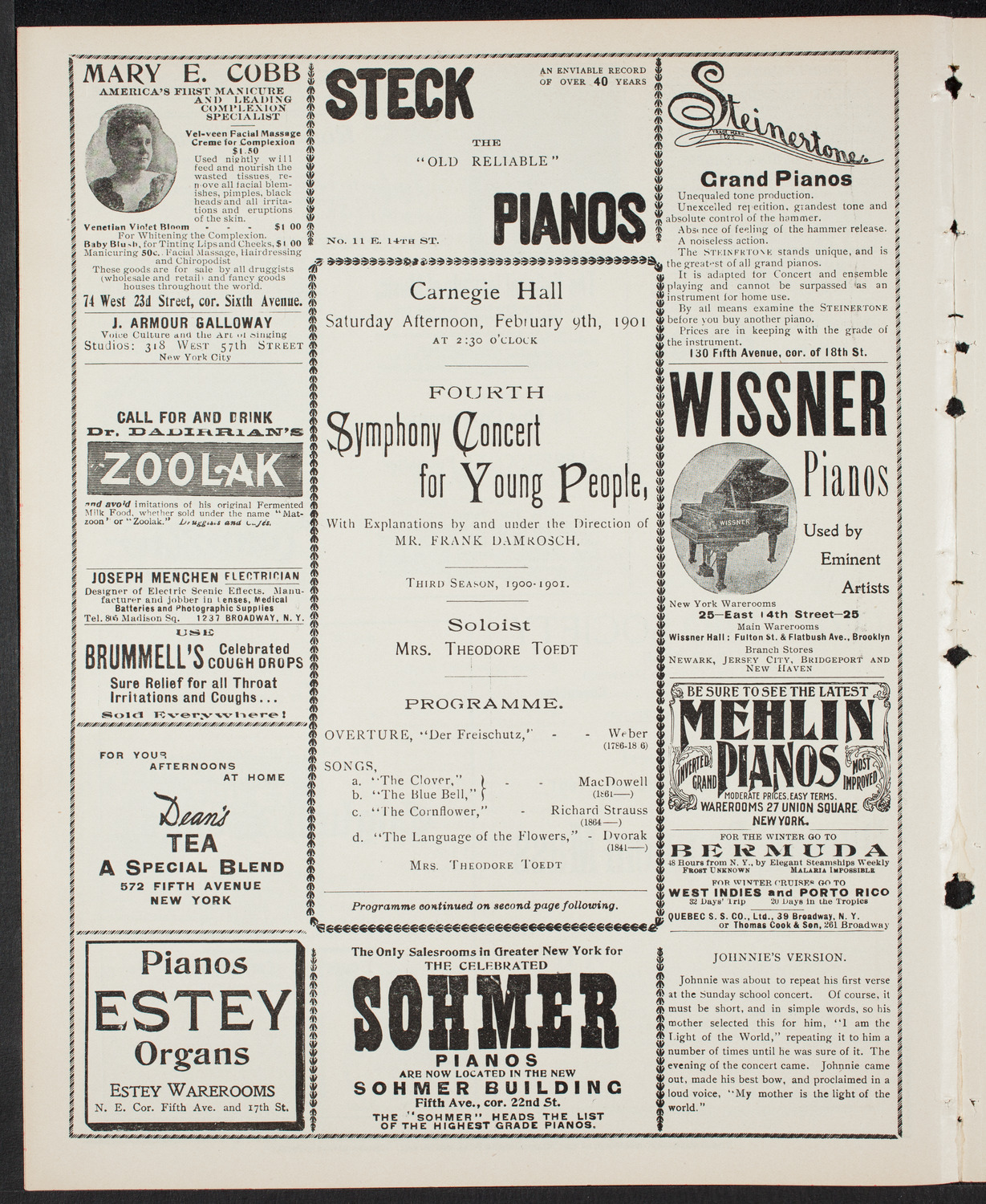 Symphony Concert for Young People, February 9, 1901, program page 4