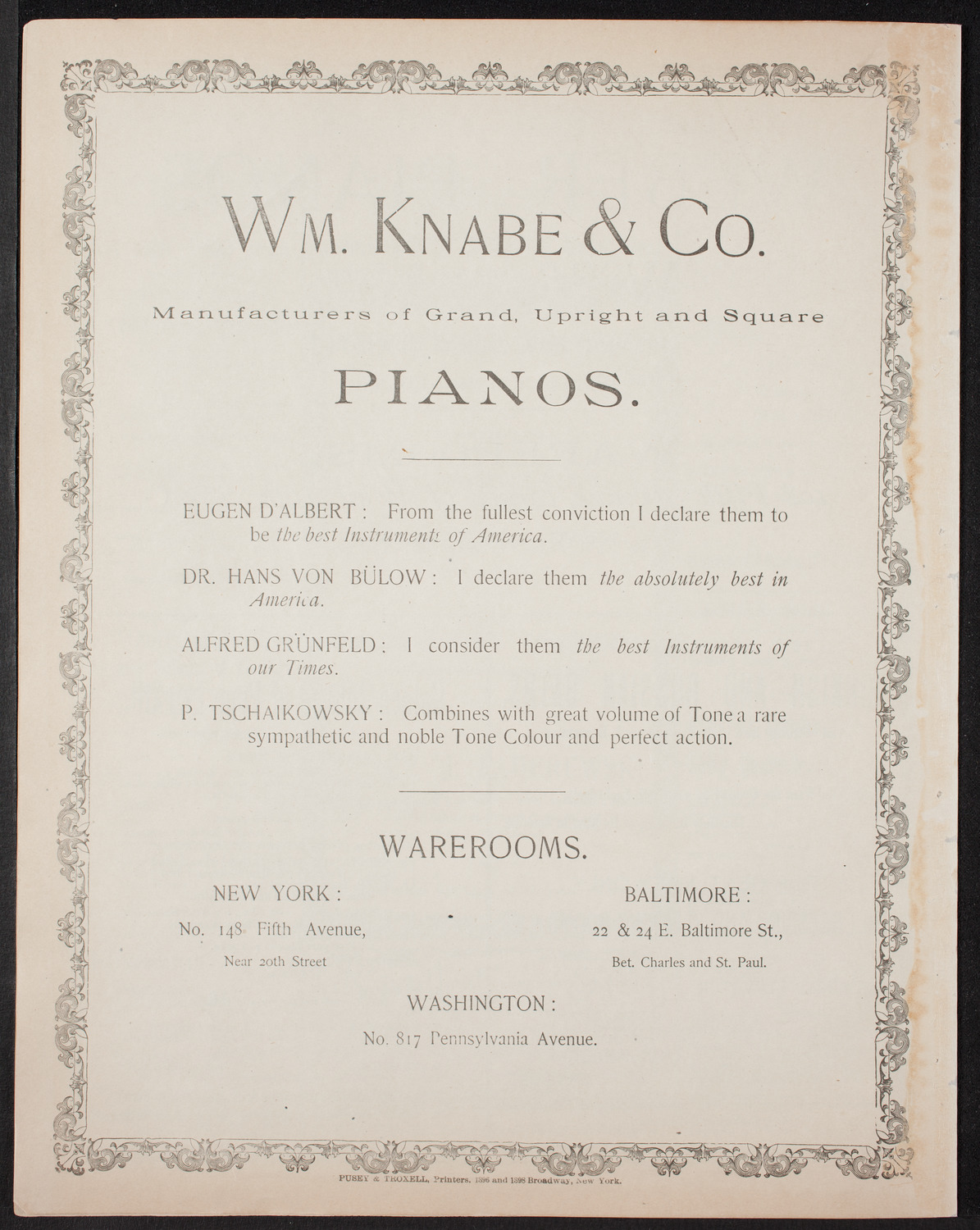 Damrosch Sunday Concert, February 5, 1893, program page 8