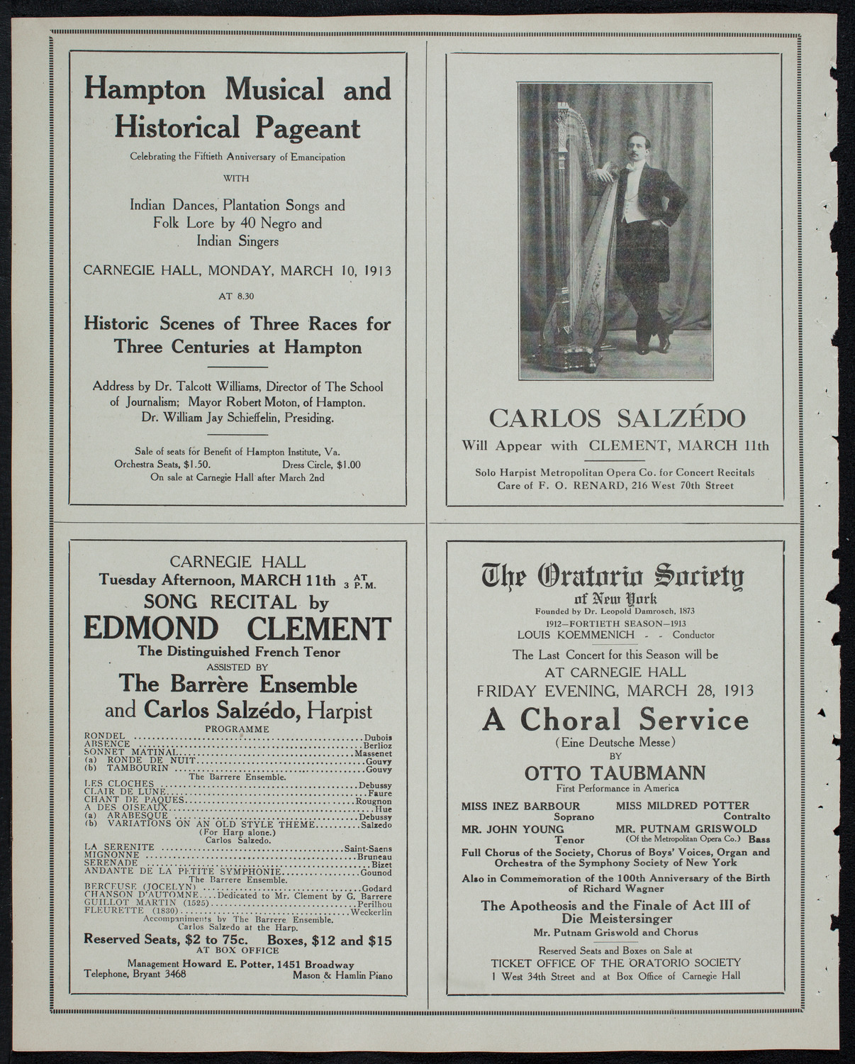 Morris Rosenfeld Jubilee Concert, March 8, 1913, program page 10