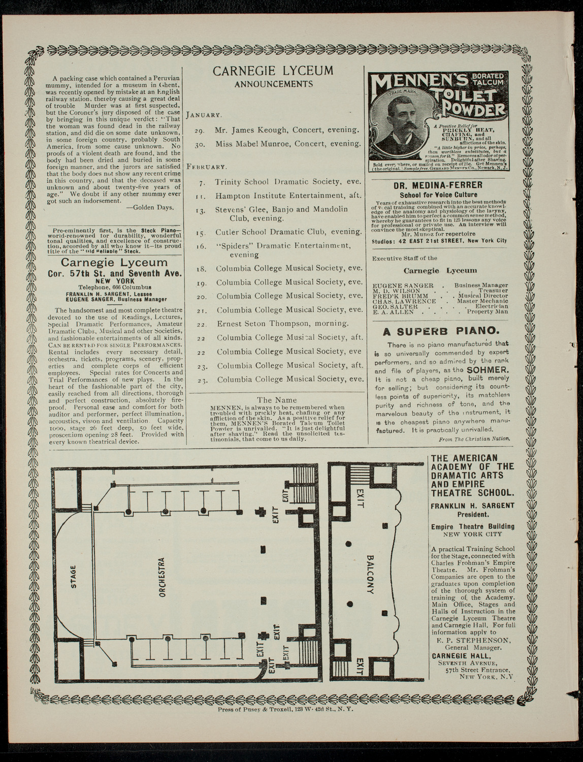 The Children's Theatre, January 26, 1901, program page 4