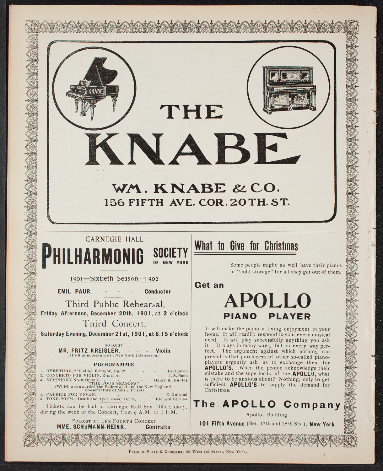 Musical Art Society of New York, December 19, 1901, program page 10