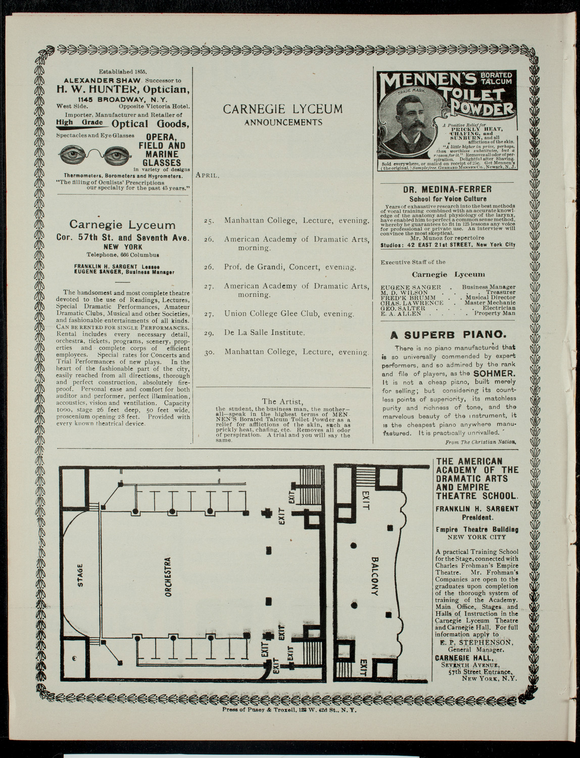 American Academy of Dramatic Arts Final Examination, April 25, 1901, program page 4