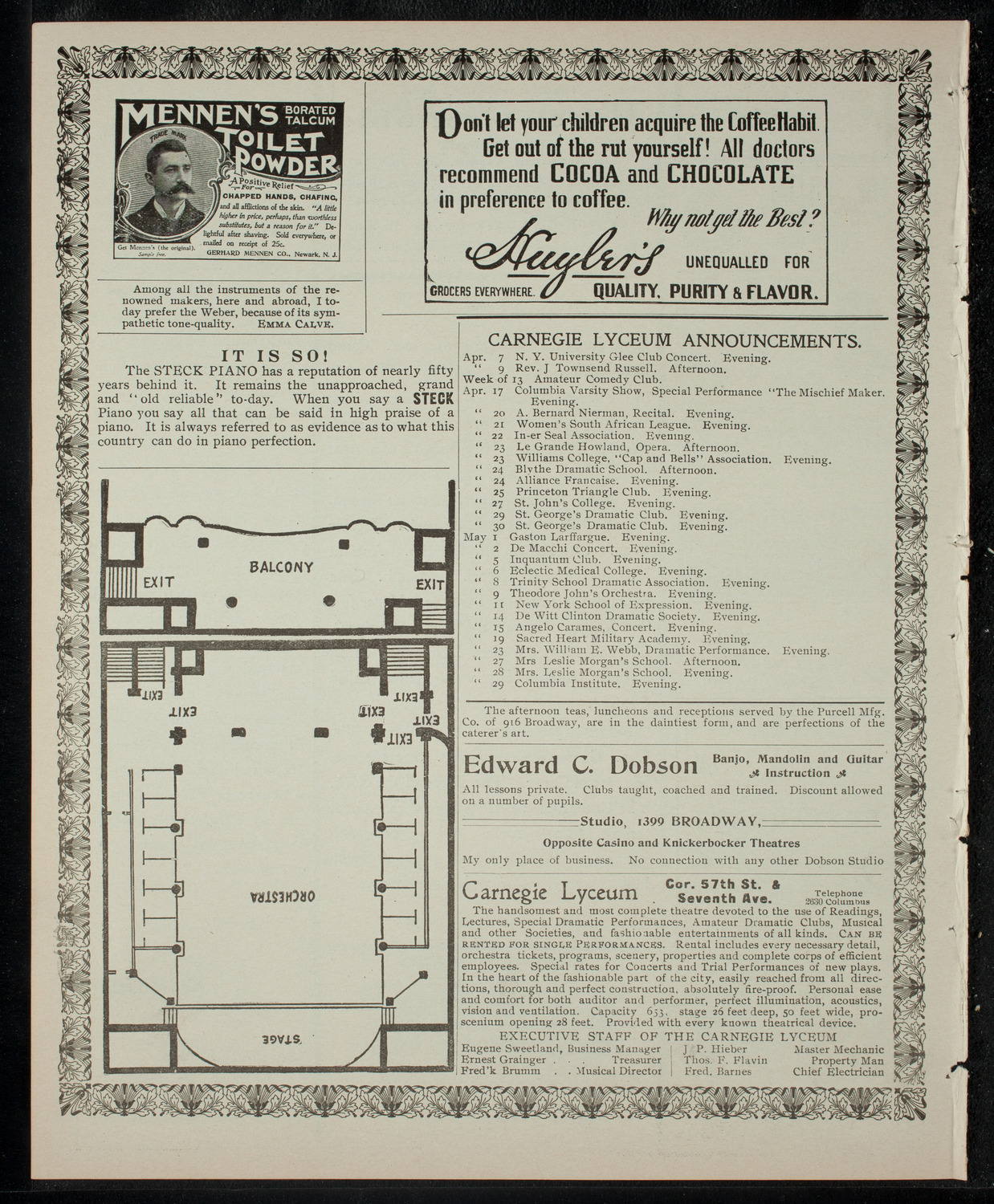 Elmendorf Lecture: A Journey Through the Holy Land, April 7, 1903, program page 4