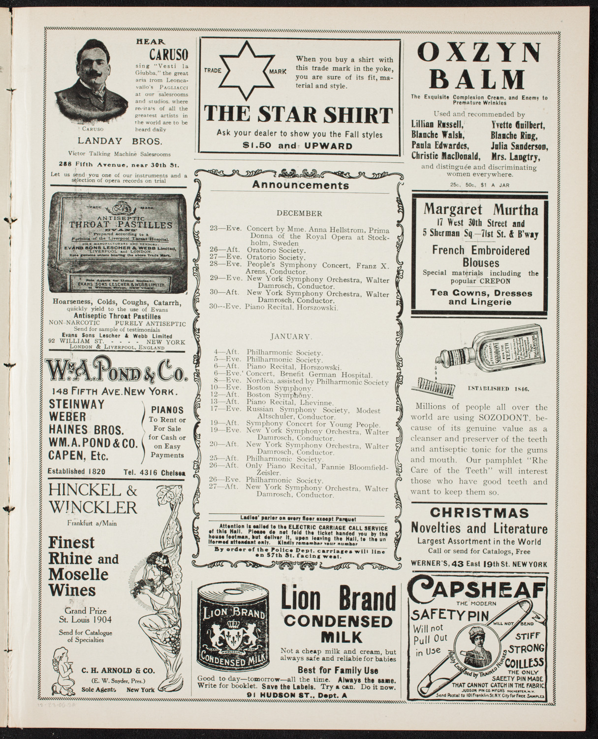 New York Festival Chorus and Orchestra, December 23, 1906, program page 3