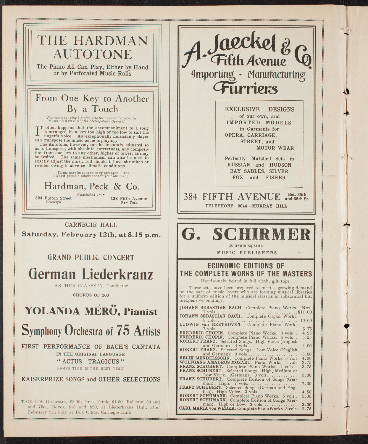 New York Philharmonic, January 30, 1910, program page 8