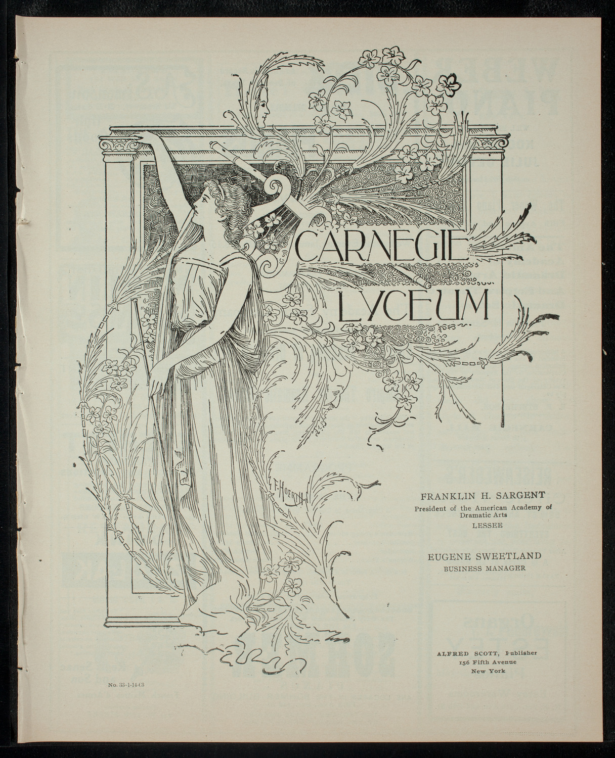 Academy Stock Company of the American Academy of Dramatic Arts/Empire Theatre Dramatic School, January 14, 1903, program page 1