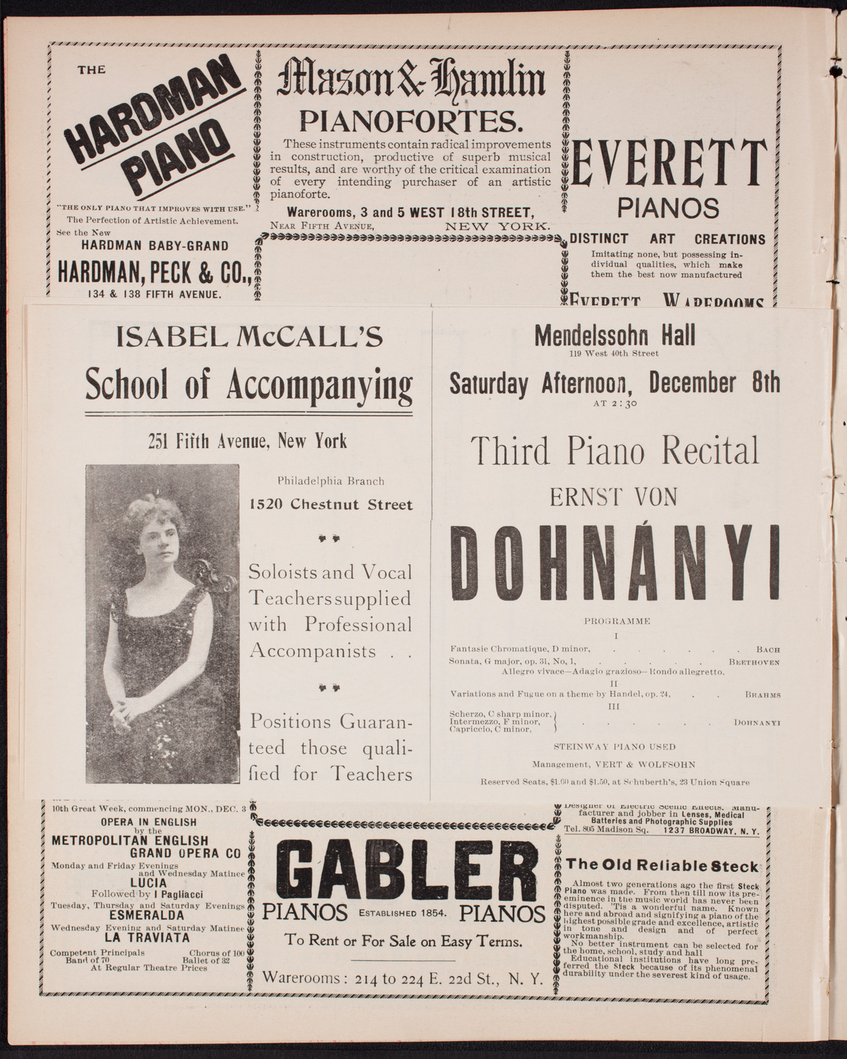 New York Philharmonic, December 7, 1900, program page 10