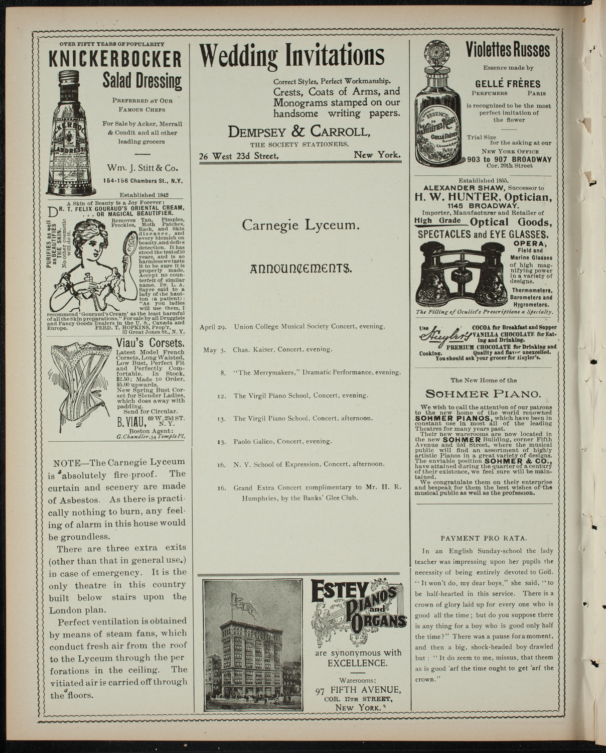 De La Salle Institute Student Drama Presentation, April 28, 1899, program page 2