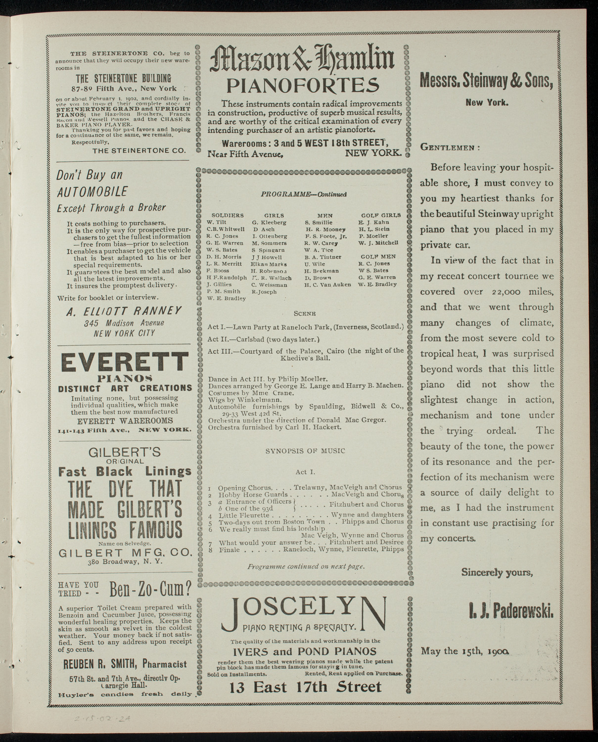 Columbia University Varsity Show, February 15, 1902, program page 3