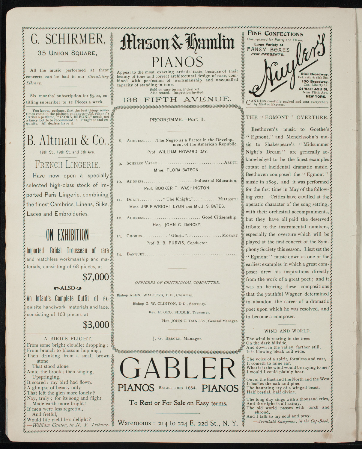 Zion Grand Centennial Jubilee, Concert and Banquet, October 12, 1896, program page 6