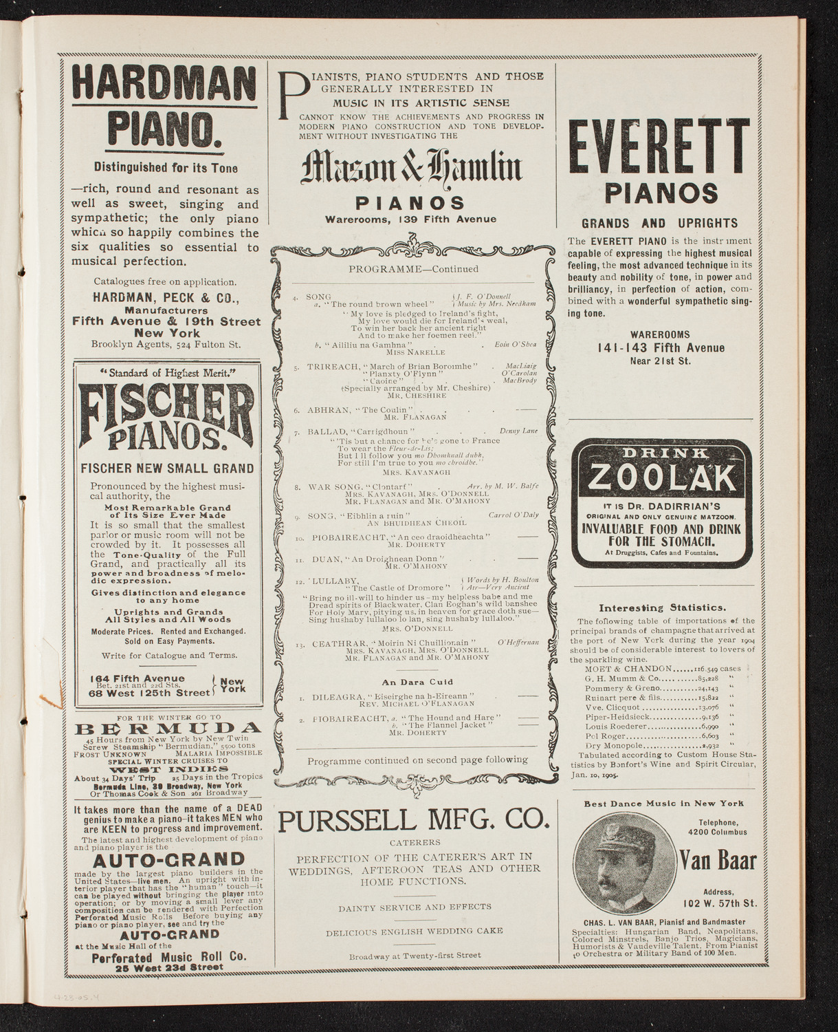 Gaelic Society Annual Concert, April 23, 1905, program page 7