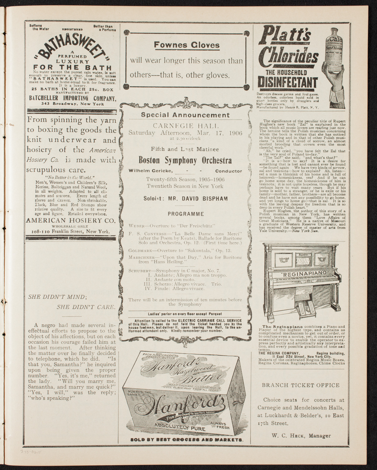 Boston Symphony Orchestra, March 15, 1906, program page 9