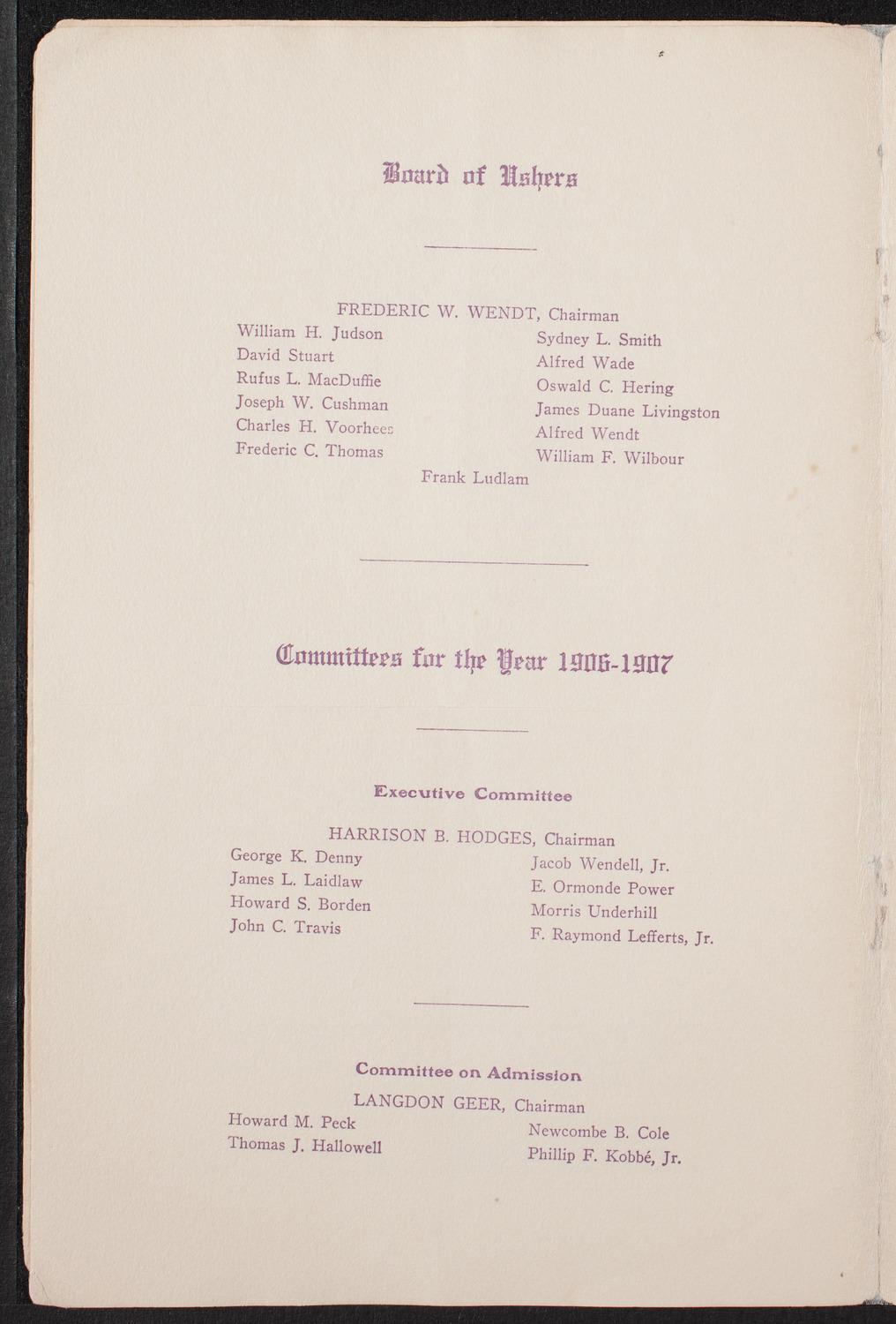 Amateur Comedy Club, December 15, 1906, program page 3