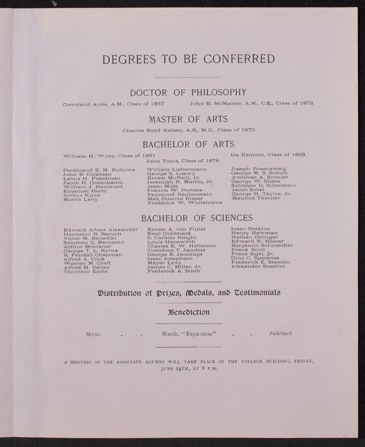 Graduation: College of the City of New York, June 23, 1892, program page 3