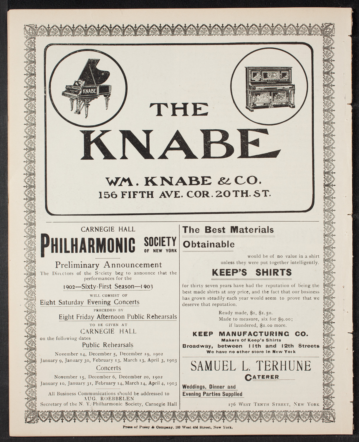 Benefit: St. Andrew's One-Cent Coffee and Meal Stands, April 9, 1902, program page 10