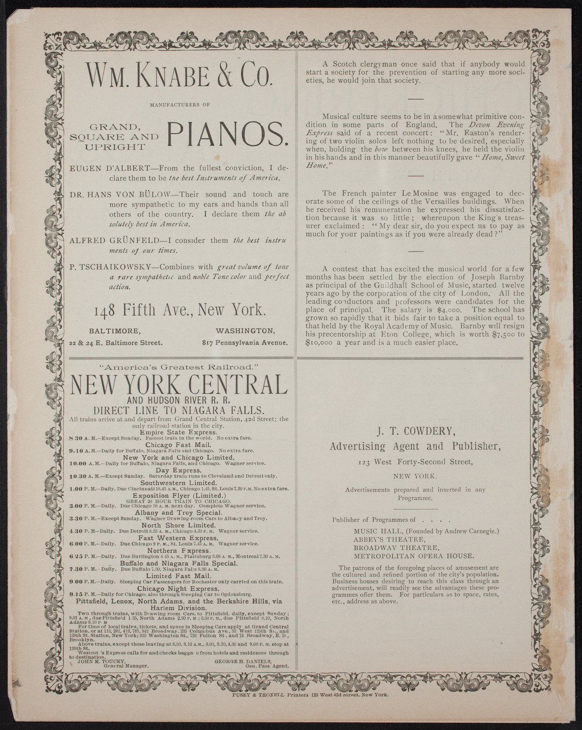 Boston Symphony Orchestra, November 8, 1893, program page 8