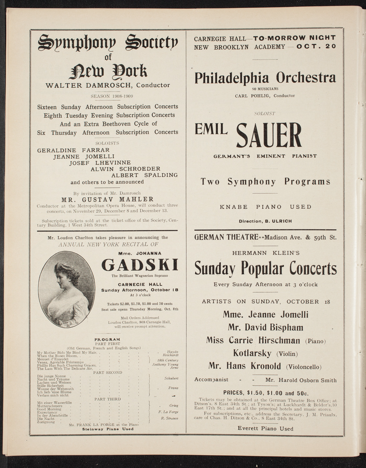 Adela Verne, Piano, October 17, 1908, program page 10