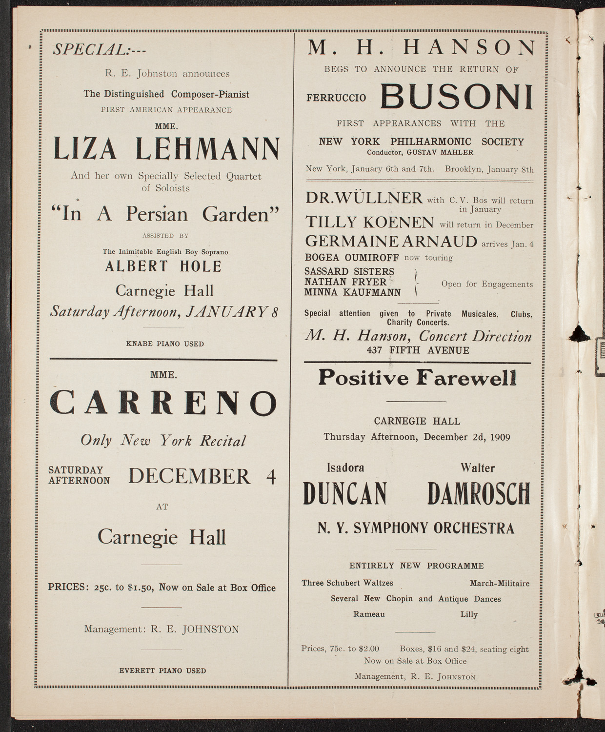 Elmendorf Lecture: At the Gates of the East, November 29, 1909, program page 10