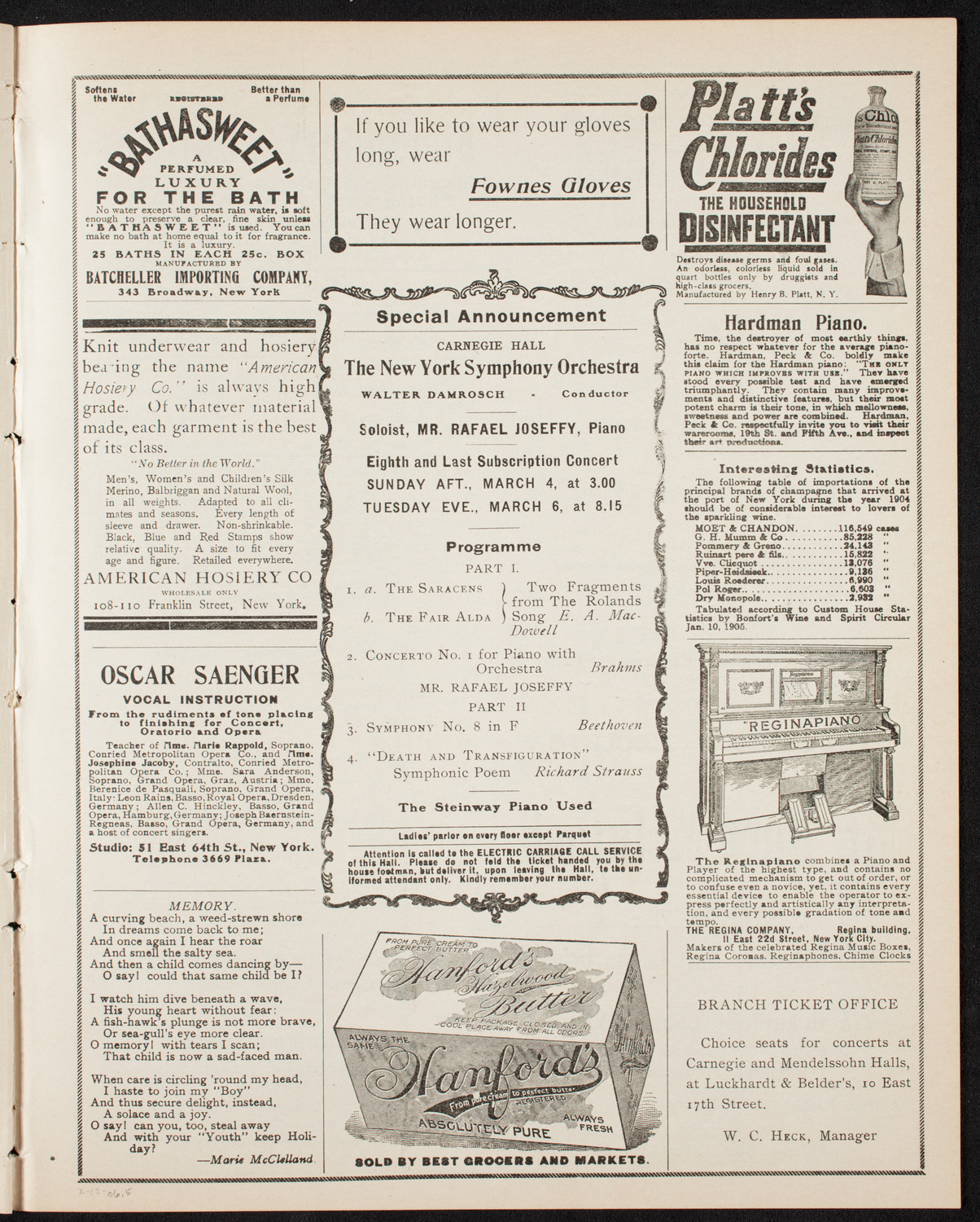 New York Banks' Glee Club, February 12, 1906, program page 9