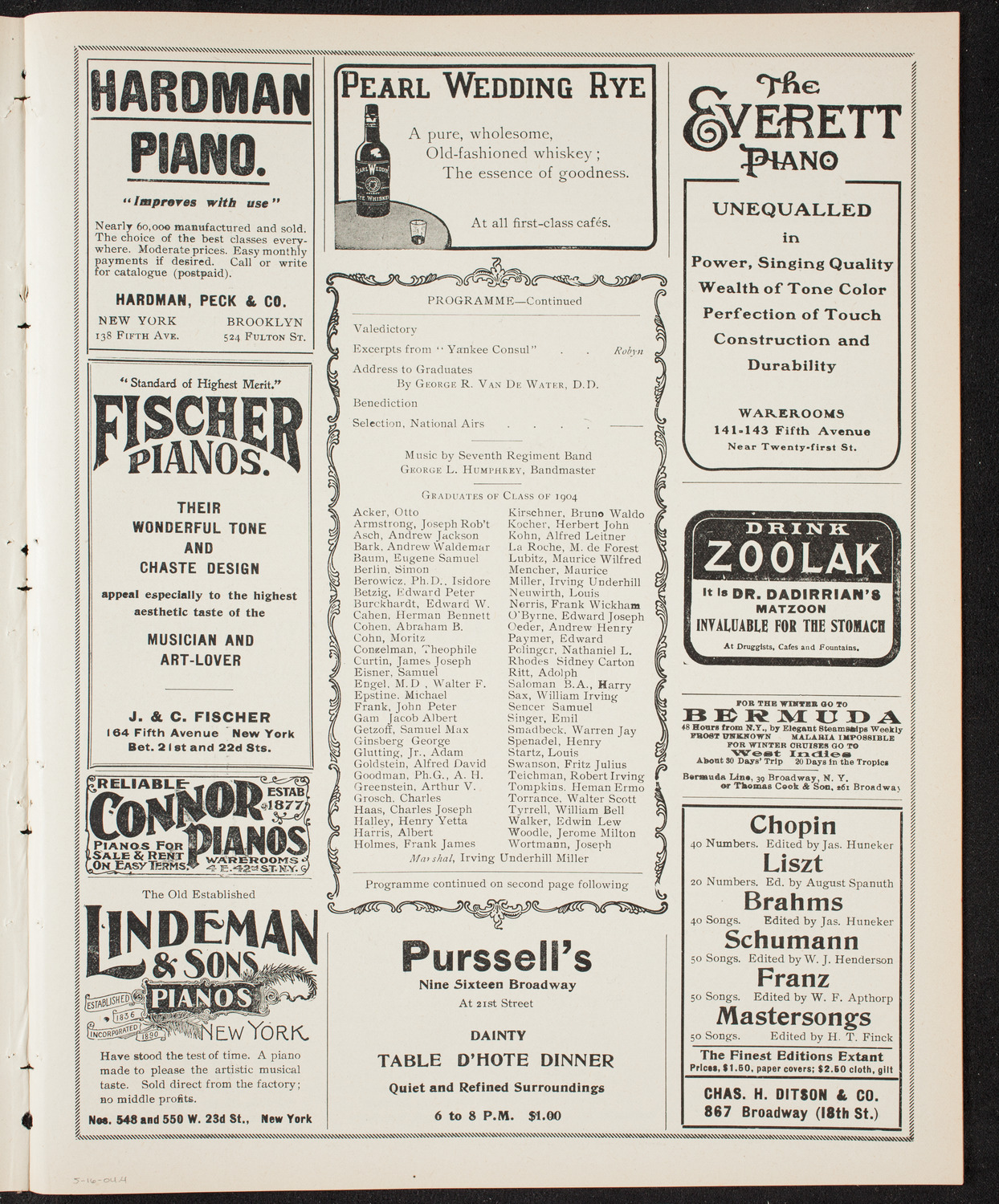 Graduation: New York College of Dentistry, May 16, 1904, program page 7