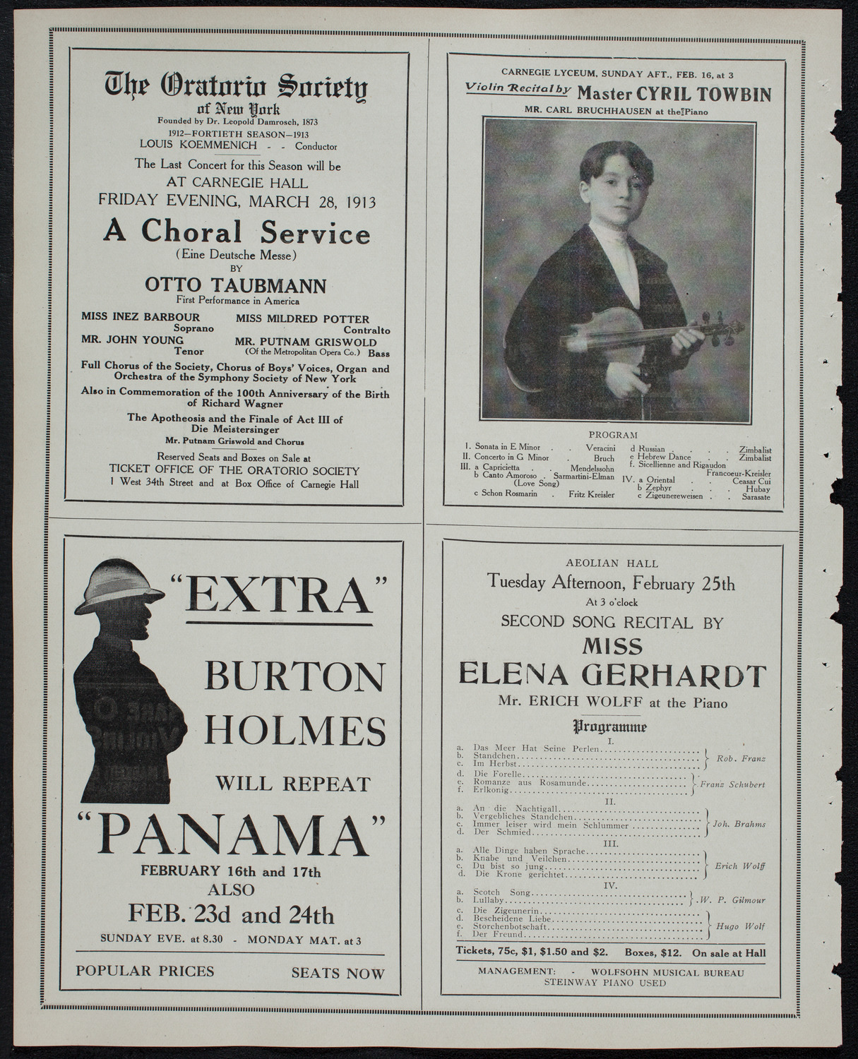 Frances Alda, Soprano, and Eugène Ysaÿe, Violin, February 11, 1913, program page 10