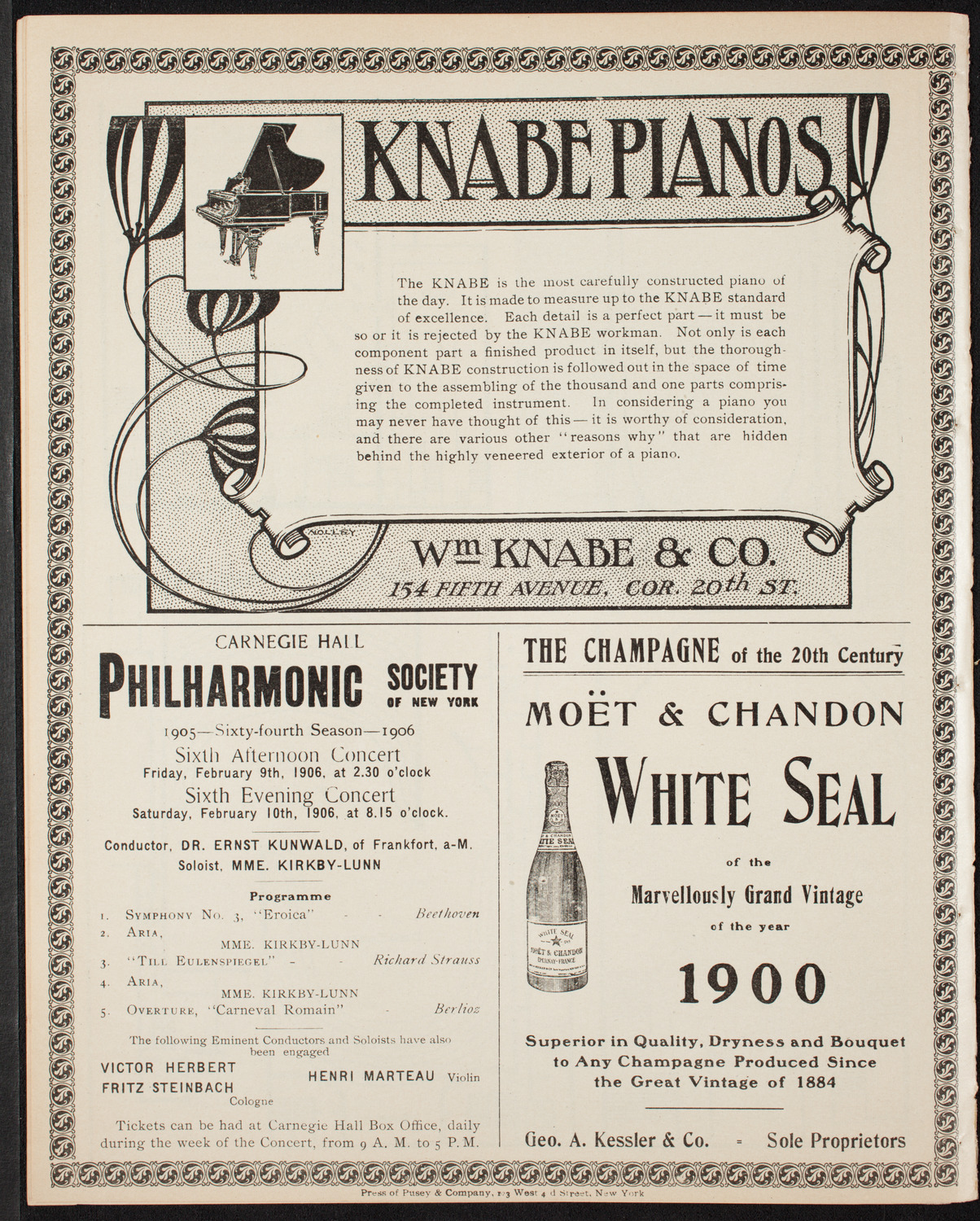 New York Symphony Orchestra, February 6, 1906, program page 12