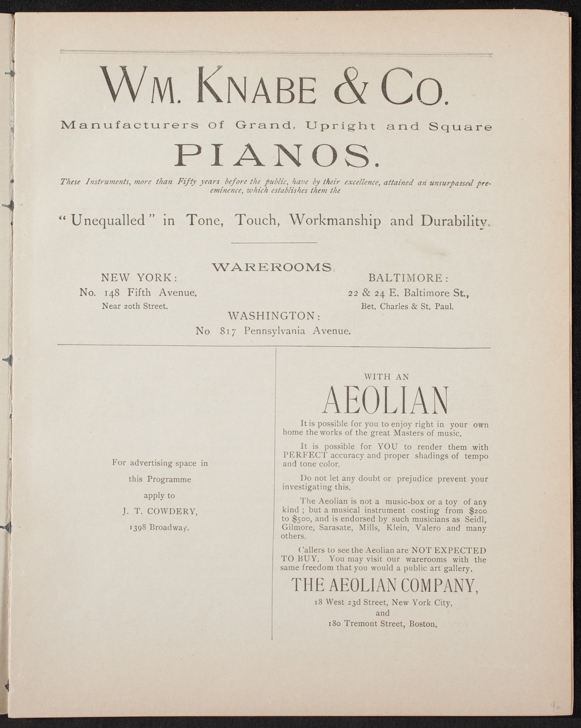 Anna Luella Kelly, April 22, 1892, program page 3