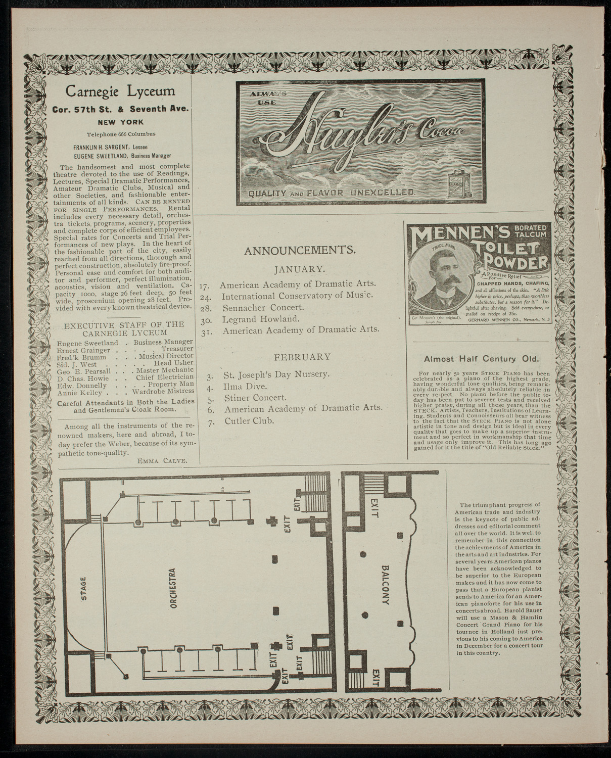 Students' Concert by Pupils of Max Julius Scherhey and Paolo Gallico, January 16, 1902, program page 4