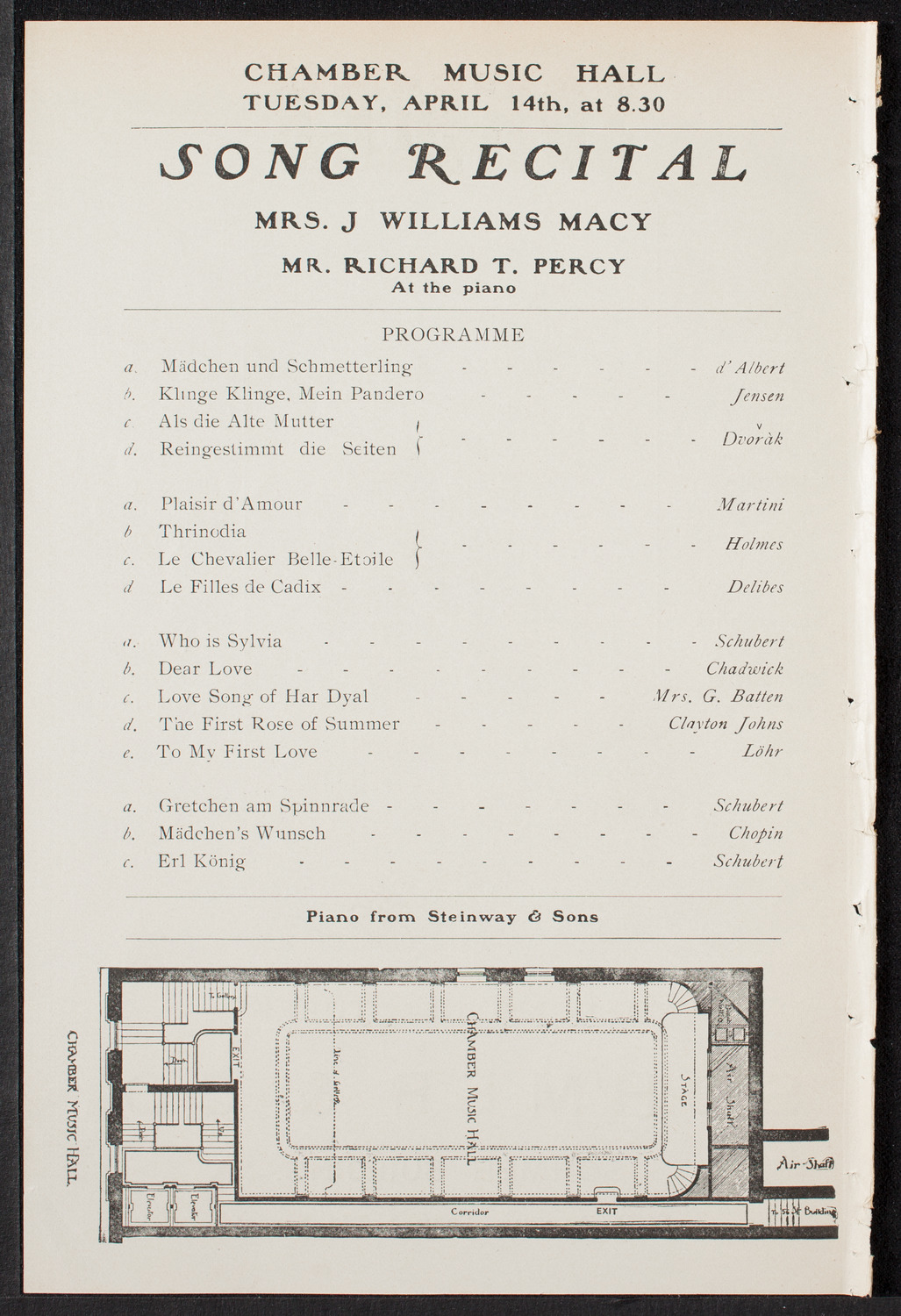 Mrs. J. Williams (Sophie A.) Macy, April 14, 1903, program page 2