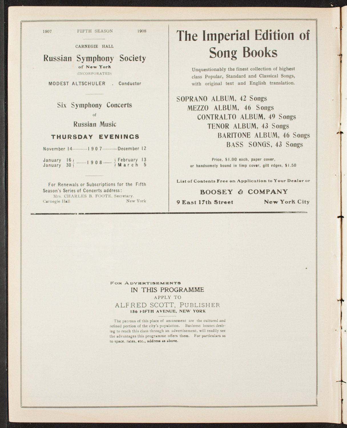 Wiener Männergesangverein (Vienna Male Choral Society), May 9, 1907, program page 10