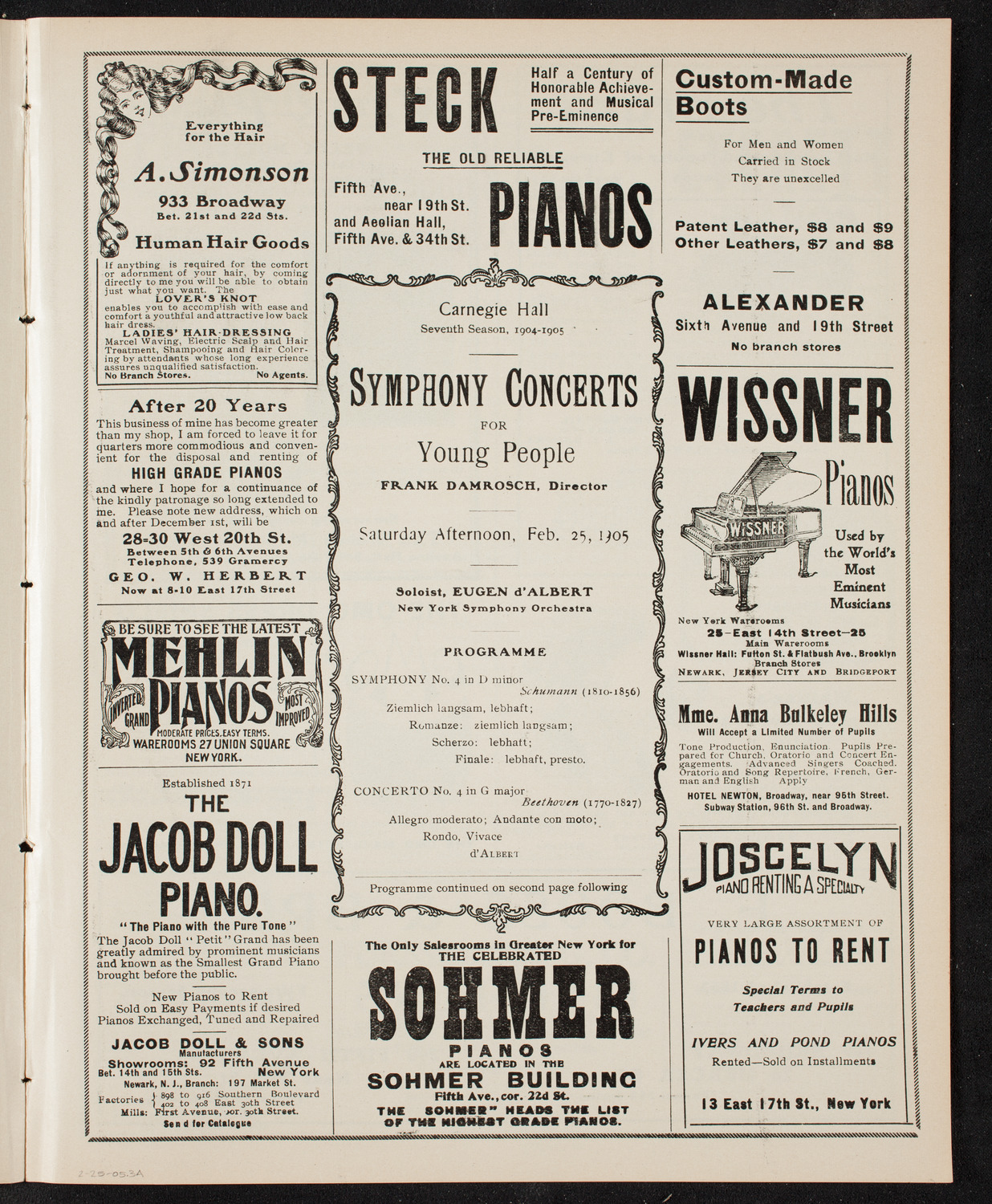 Symphony Concert for Young People, February 25, 1905, program page 5