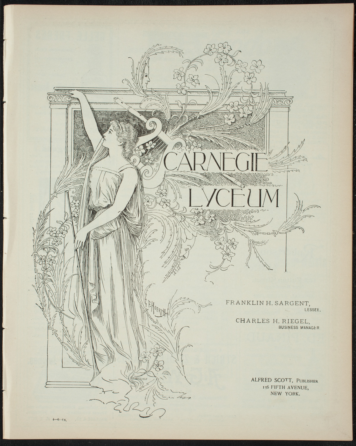 Virgil Piano School Student Recital, April 6, 1898, program page 1
