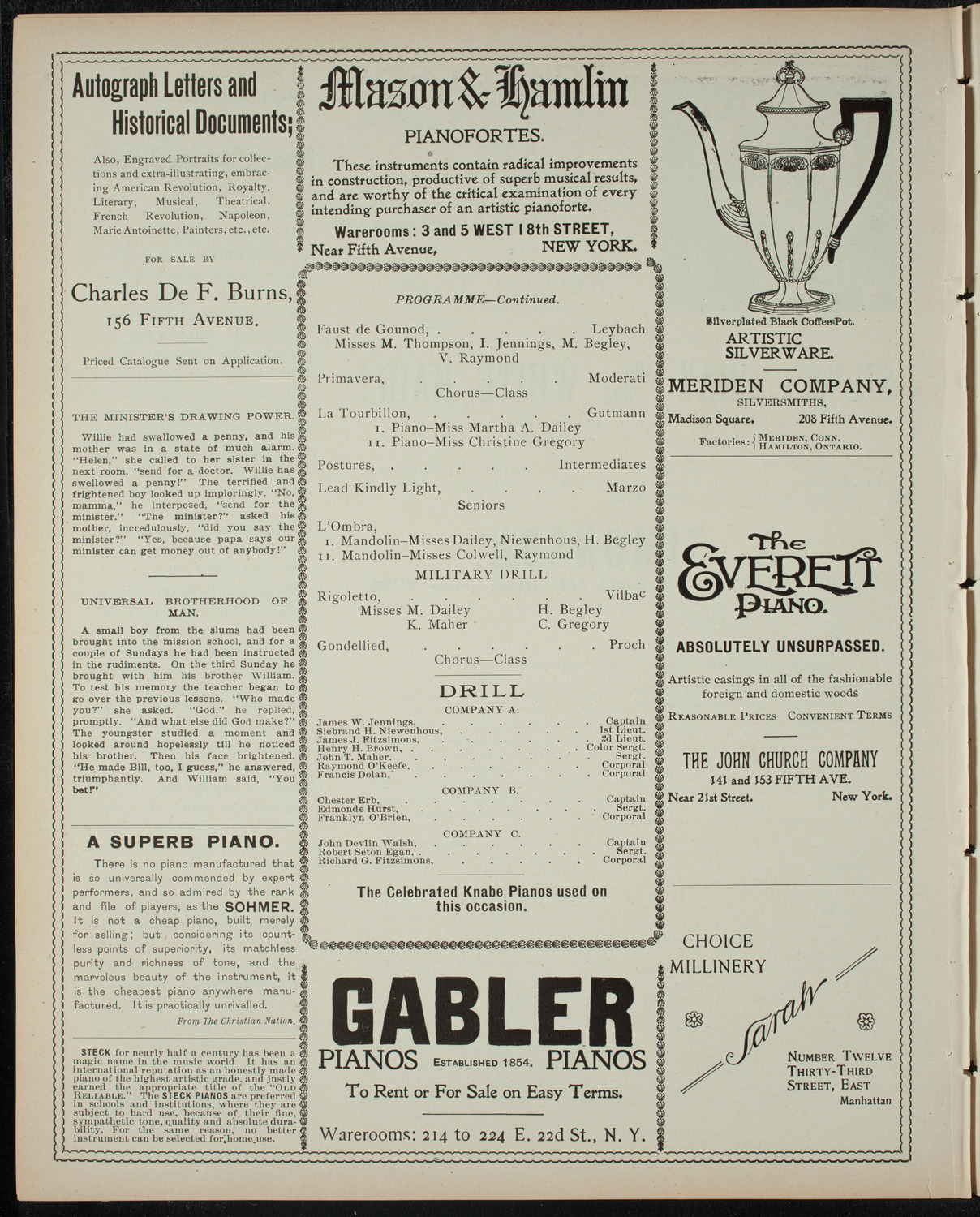 Academy of All Saints Musicale, May 18, 1899, program page 6