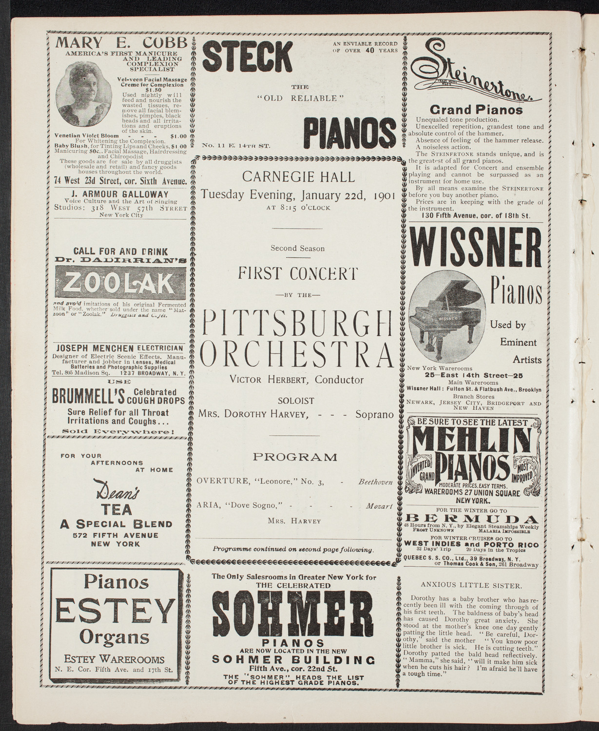 Pittsburgh Symphony Orchestra, January 22, 1901, program page 4