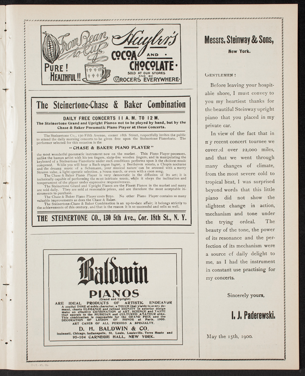 Eduard Zeldenrust, Piano, January 12, 1902, program page 7