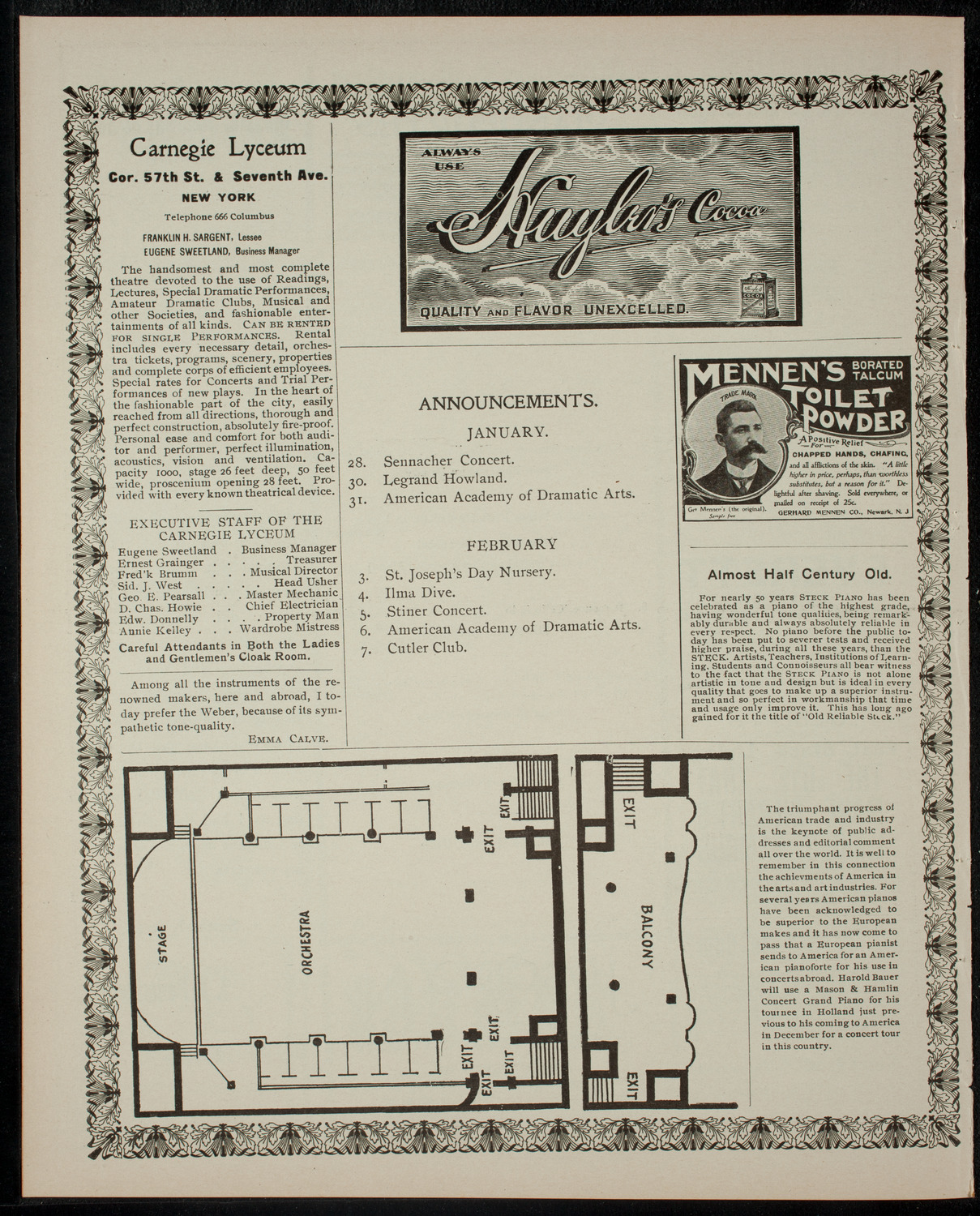 Concert by the International Conservatory of Music, January 24, 1902, program page 4