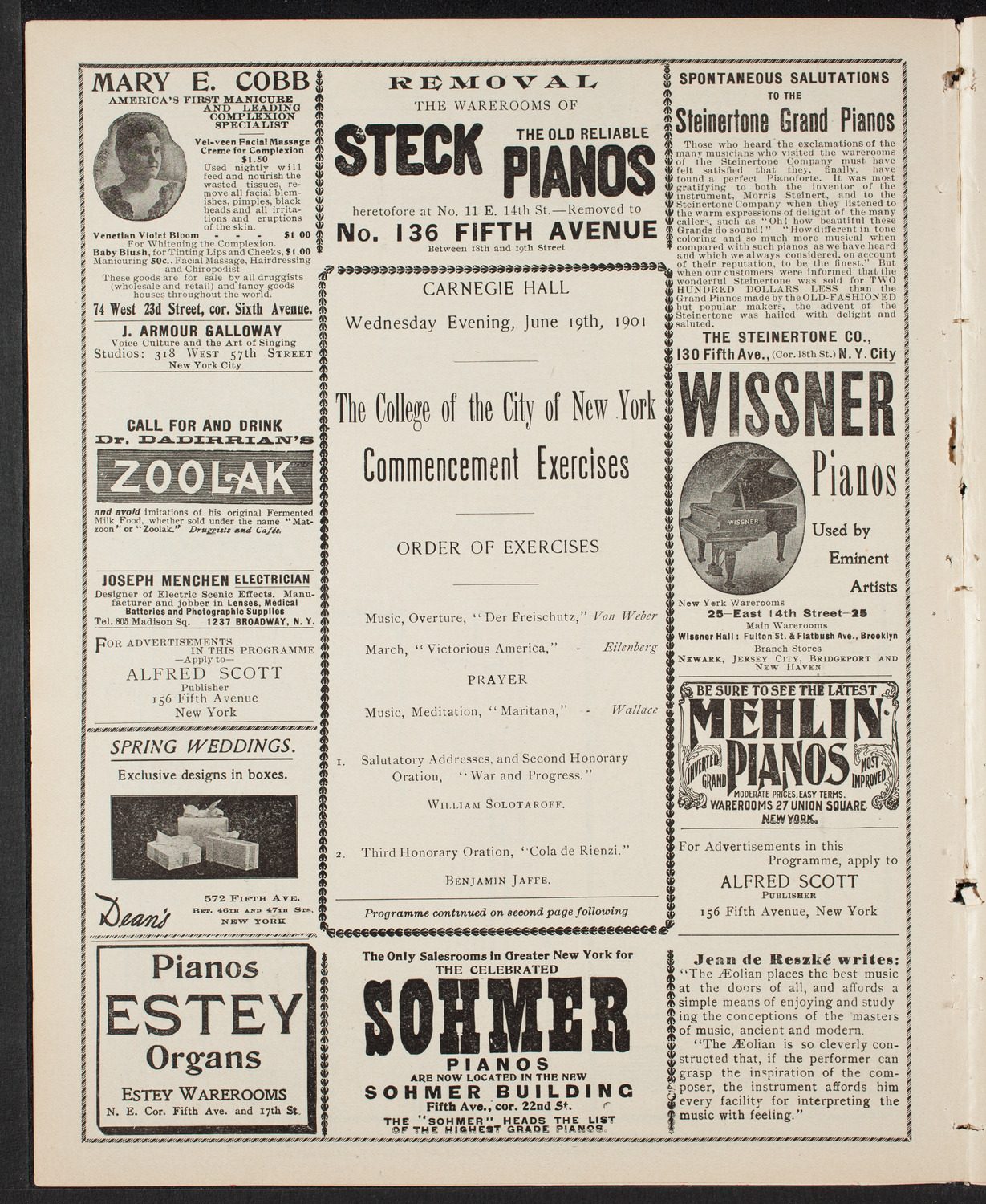 Graduation: College of the City of New York, June 19, 1901, program page 4