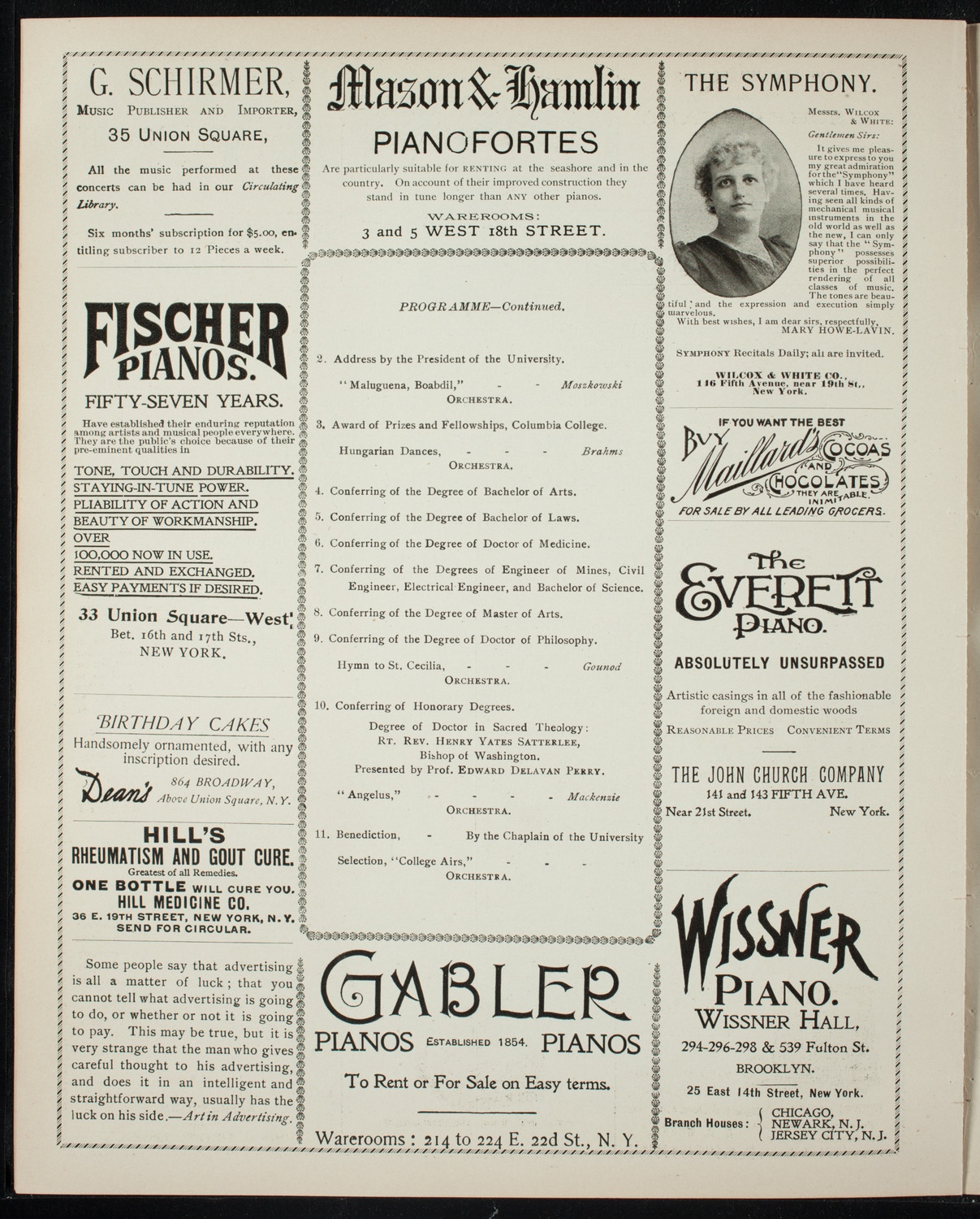 Graduation: Columbia University, June 9, 1897, program page 6