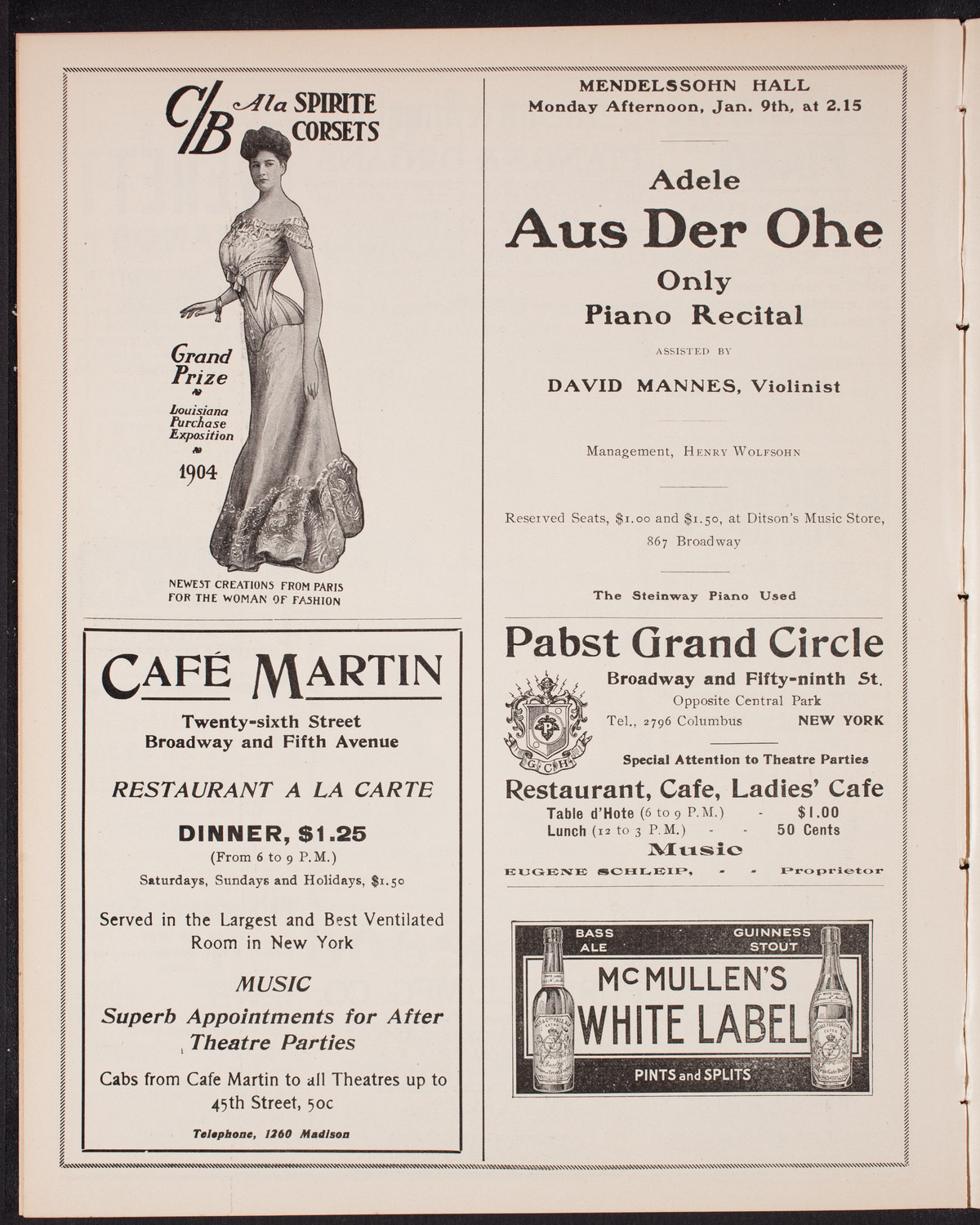 New York Philharmonic, January 7, 1905, program page 8